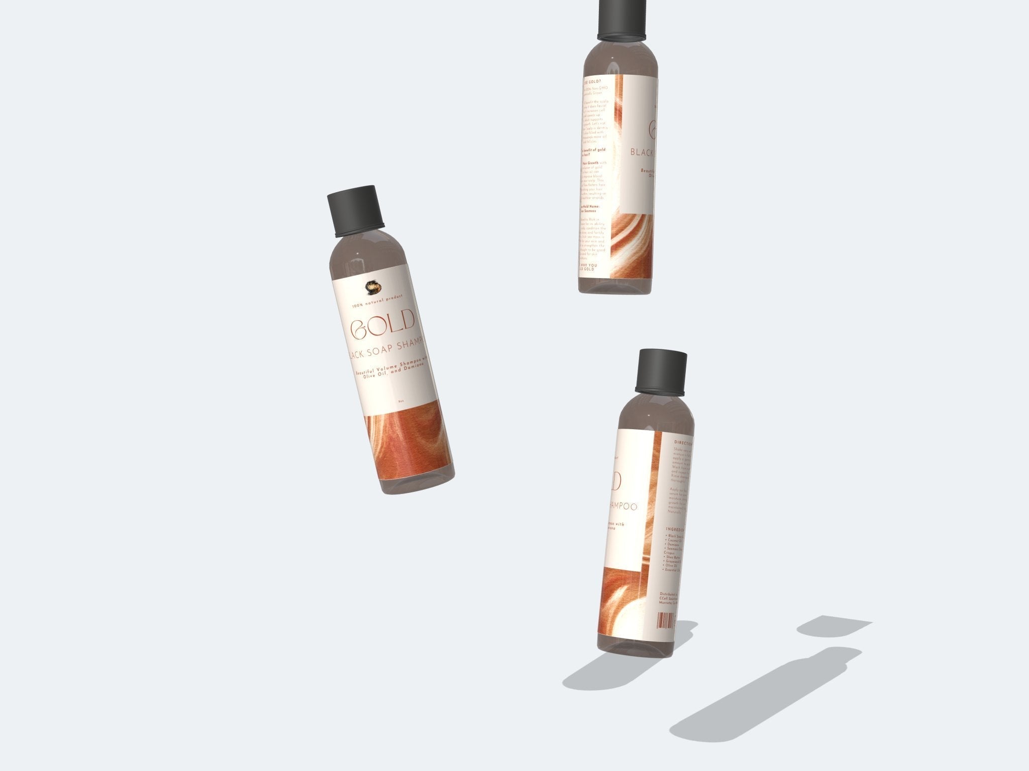 Gold (Seamoss Black Soap Shampoo) - Purple Seamoss & Coconut Hair Shampoo - Chondrus Crispus - 92 Minerals - CCell Solutions Academy